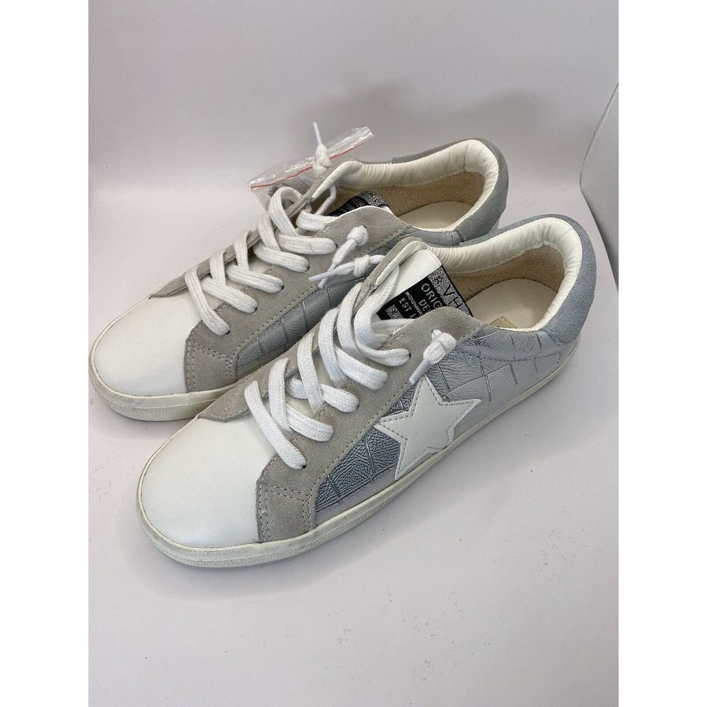 New Vintage Havana Sneakers womens 10 Freyja Silver Croc Embossed Leather flawed
